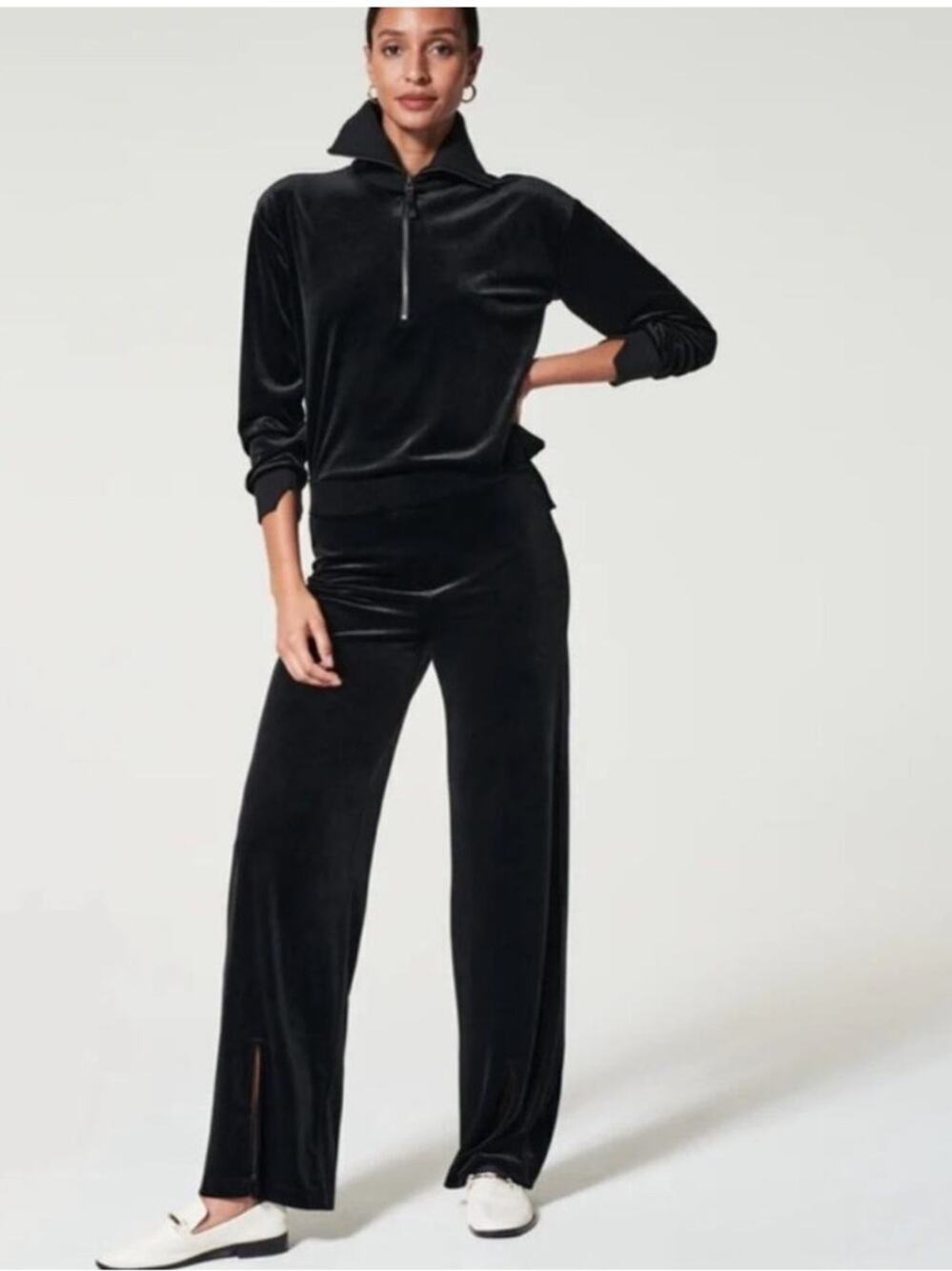 Spanx Velour Half Zip Pullover